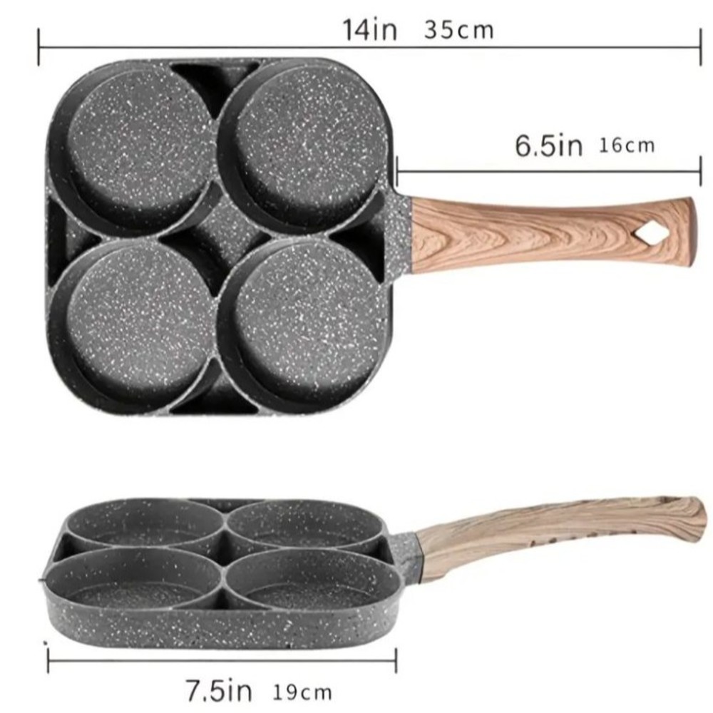Non-Stick Frying Pan Divided x4 Egg Omelette Pancake Skillet Brand New Free Ship - Picture 4 of 4